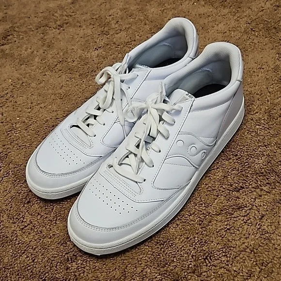 Saucony Men's Jazz Court Sneaker Low, White/ White Gum Sole, Size 13