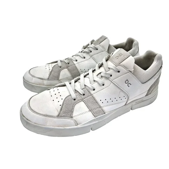 On THE ROGER Clubhouse Shoes Mens Size 13 White Leather Tennis Sneakers 48.99144