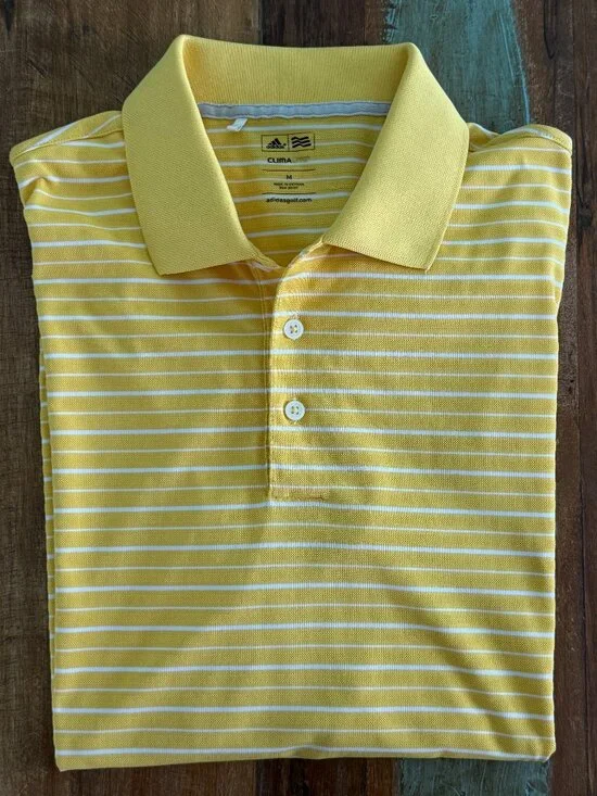 Adidas Climalite Striped Golf Polo Size Medium