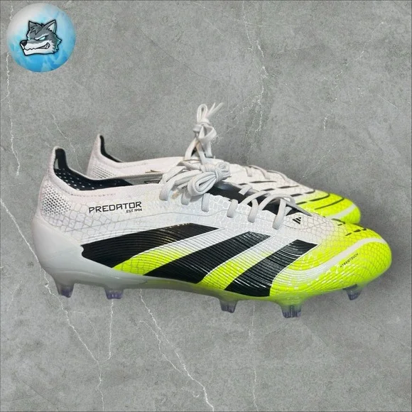 ADIDAS PREDATOR ELITE FIRM GROUND CLEATS WHITE BLACK LEMON MENS JI1082 size 5
