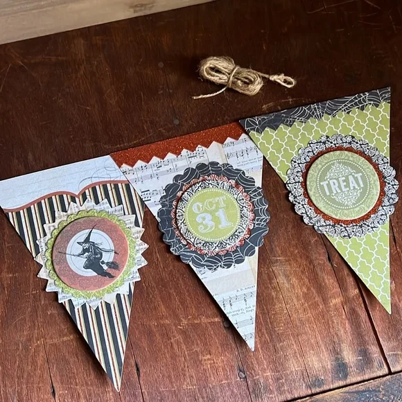 🧡🖤Halloween Paper Flag Pendant Garland