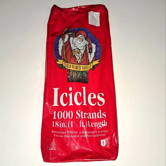 Christmas Silver Icicles 1000 Strands USA Made Union Wadding New
