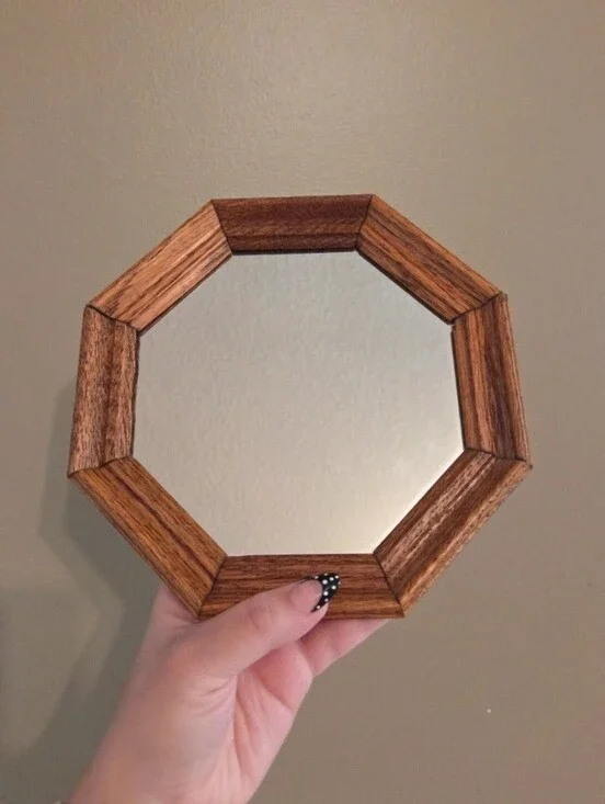 Vintage Wooden Octagon Small Mirror Cottagecore