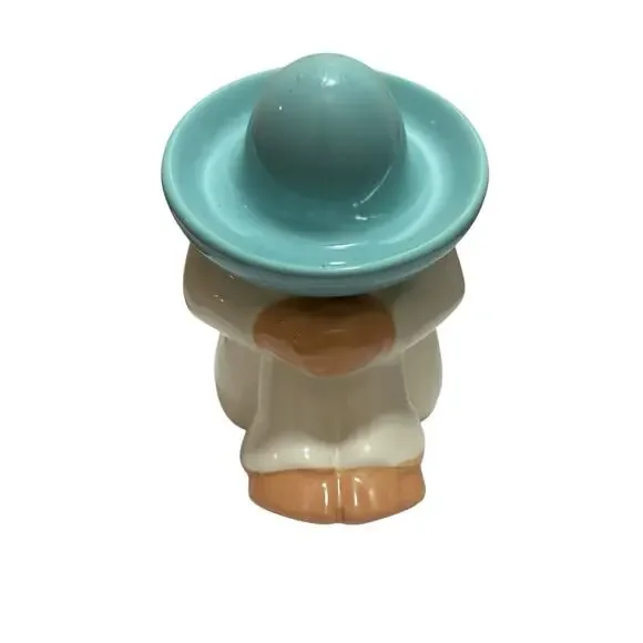 Vintage Mexican Pepe Siesta Sleeping Man Ceramic Figurine With Sombrero Hat