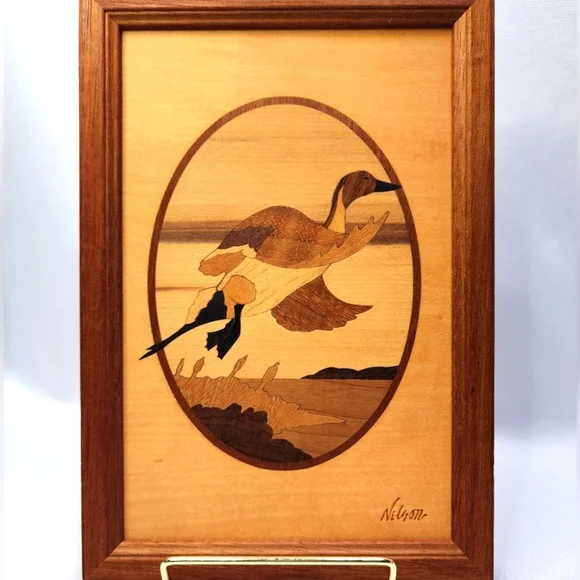 Vintage Jeff Nelson Pintail Duck Hudson River Inlay Art