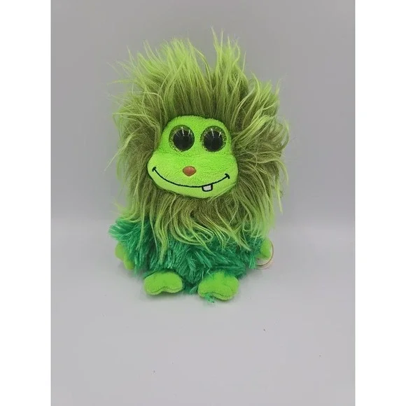 Ty Beanie Boos‎ Plush Scoops Hairy Frizzy Fuzzy Monster Green Glitter 2015 NWT