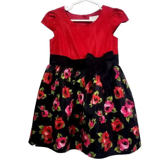 est. 1989 Place Girl's Red and‎ Black Floral Dress Size 3T