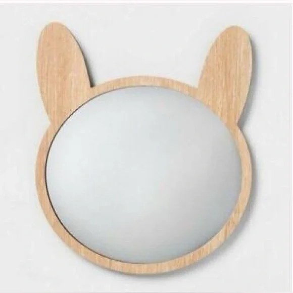 Adorable Bunny Ear Kids Mirror - Natural Wood