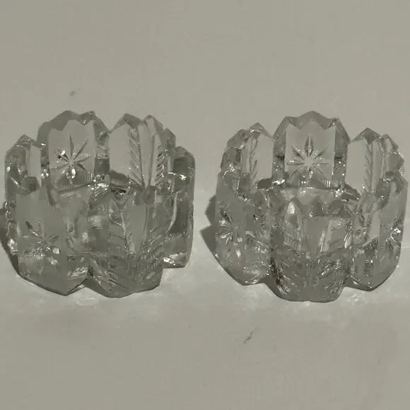 Vintage Set Westmorland EAPG Clear Glass Salt Dips, Salt Cellars, Cut Glass