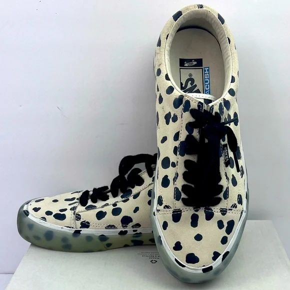 VANS OLD SKOOL NS VLT LX DALMATION, UPPER LEATHER, CRAM & BLACK, M 7.5, W 8.5