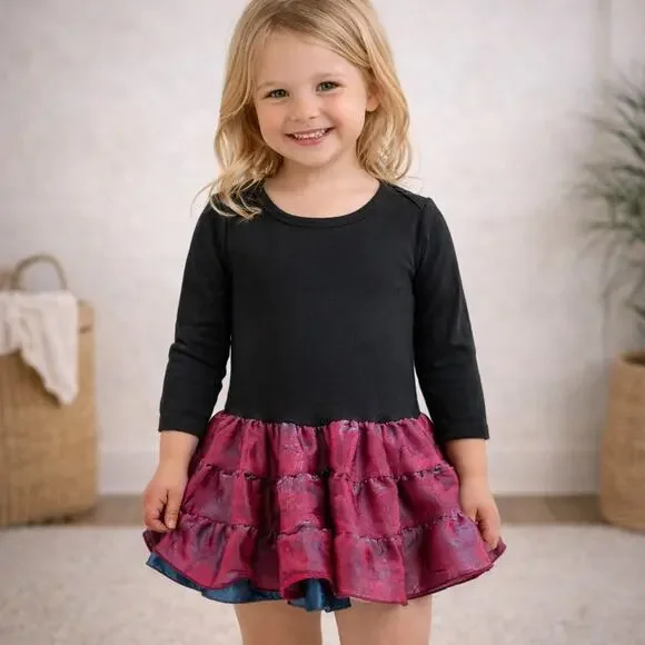 Moonlight Kids Black Maroon Teal Tutu Dress 12 to 18 Months