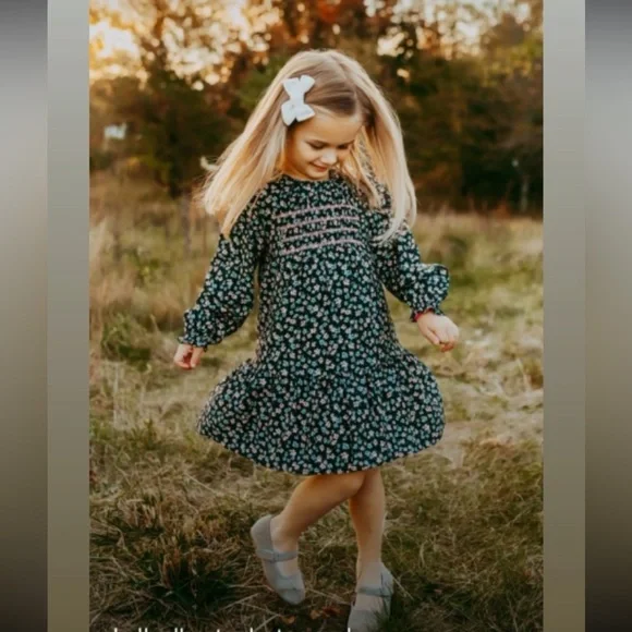 EUC Zara Kids Floral Dress - Black and Pink