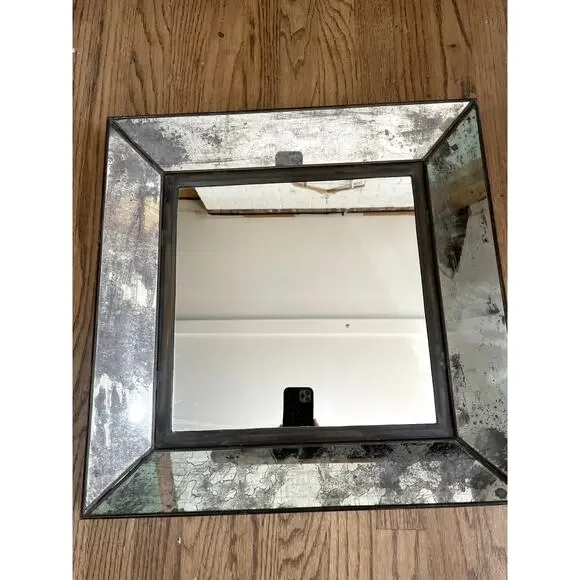 Vintage Dubois Distressed Mercury Glass Mirror Beveled Mirrored Frame 19.75