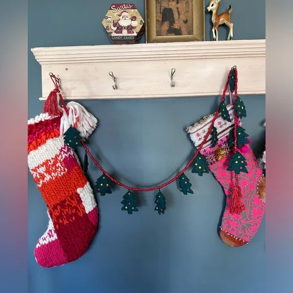 Anthropologie Christmas tree beaded Garland 70”