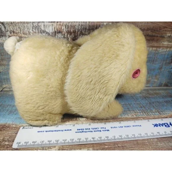 Playful Plush cream‎ short hair Bunny Rabbit Red Eyes creepy!