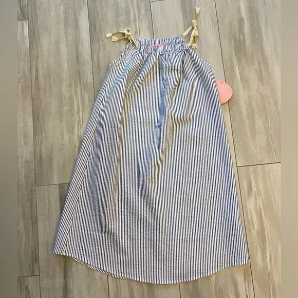 NWT Bisby by Little English Nautical Blue Seersucker Sloop Dress, Girls size 12