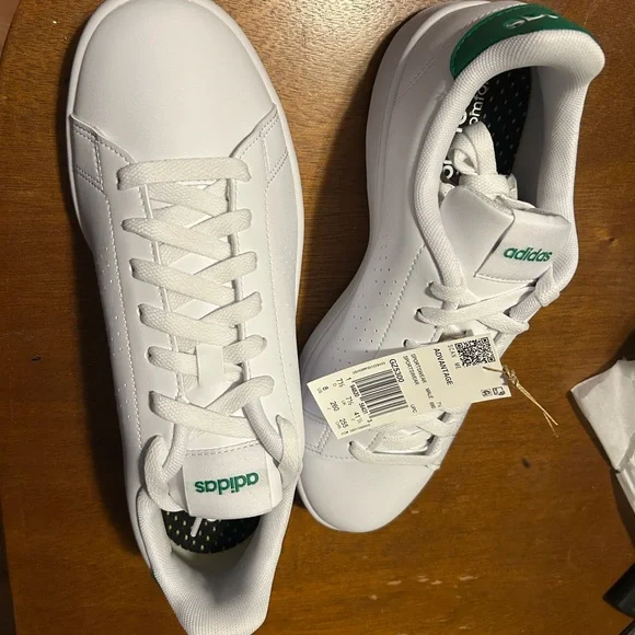 BNWT Adidas White Sneakers with Green Accents