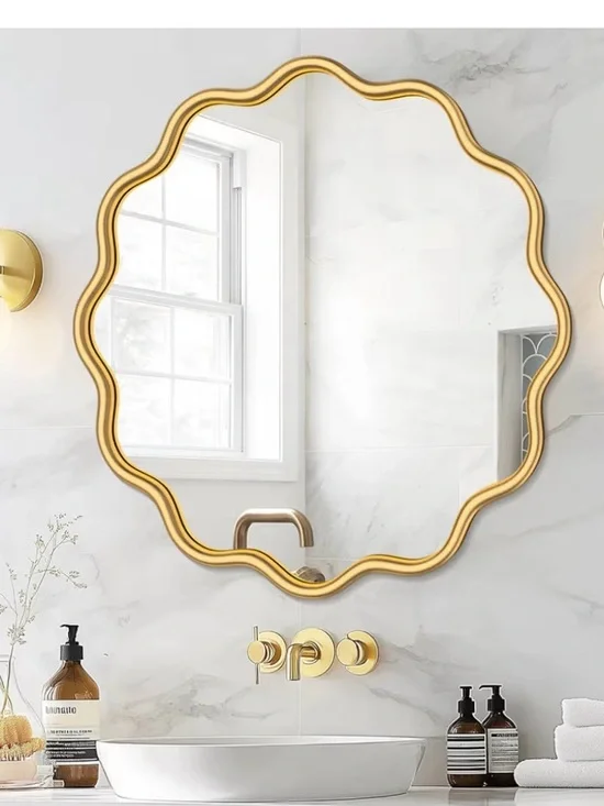 Gold Scalloped Round Wall Mirror