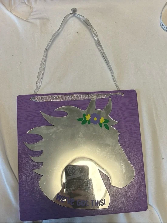 Purple Unicorn Mirror Wall Hanging