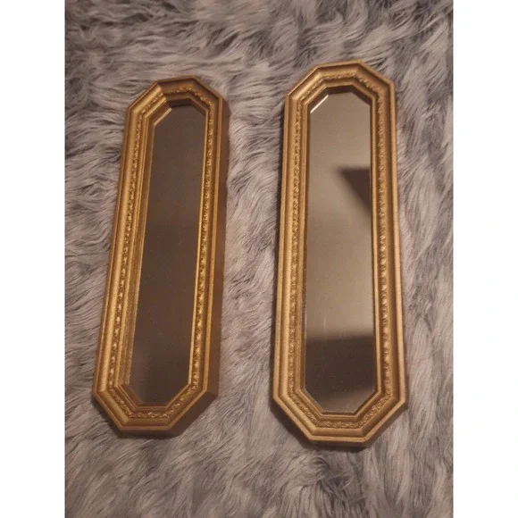 Vintage ornate gold mirror wall sconces