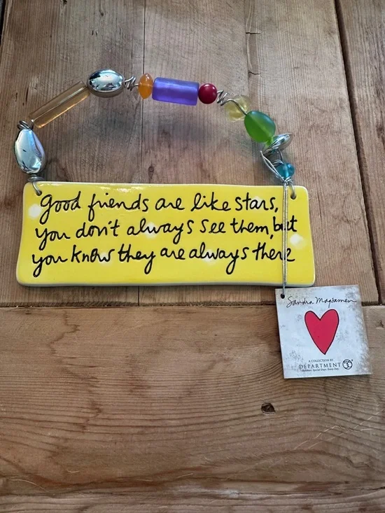 Good Friends Are Like Stars Ceramic Plaque Sandra Magsamen Yellow Dept 56 NWT