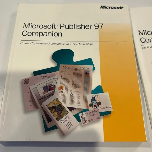 Microsoft Publisher 97 and 98 manuals.