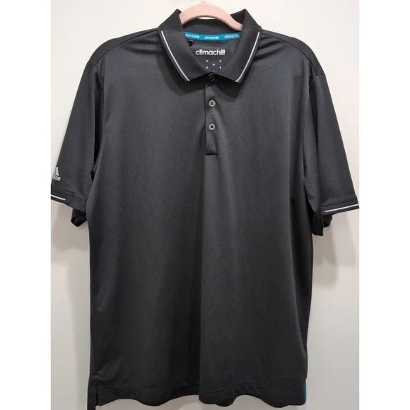 Adidas Climachill Black Polo Shirt Men's Size Medium