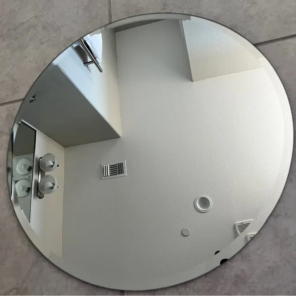 21 in Vintage Frameless Beveled Round Wall Mirror