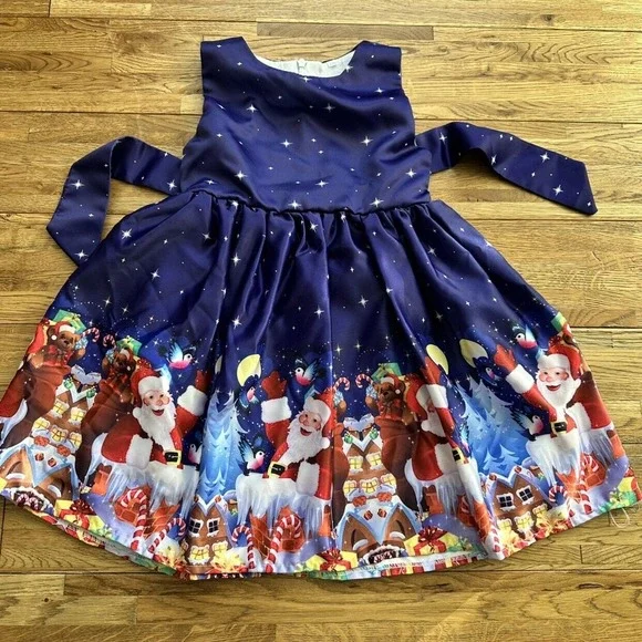 Girls Christmas Dress Fancy Santa Christmas Formal Dress Festival Girls Party D