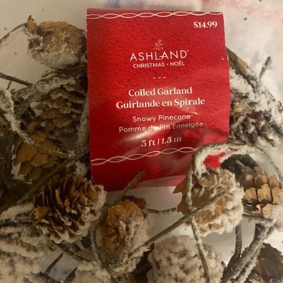 ASHLAND Christmas Snowy Pine cone coiled garland