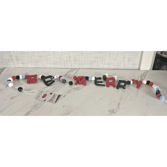 Be Merry Christmas Tree Garland Holiday Bunting Indoor Felt 56