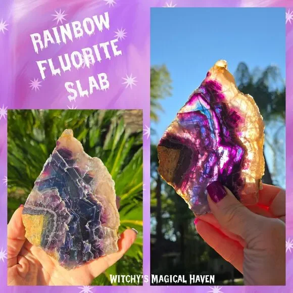 Rainbow Fluorite Crystal Natural Stone Slab