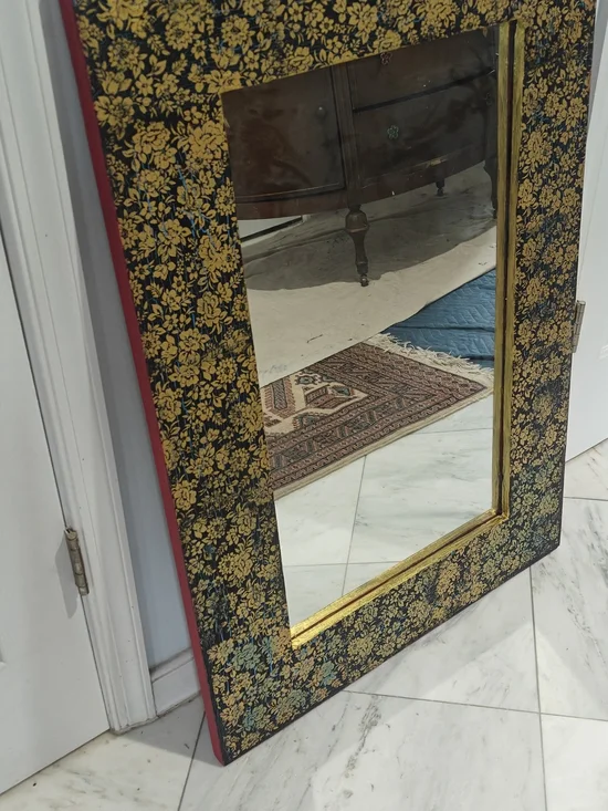 Floral Gold and Black Decorative Wall Mirror