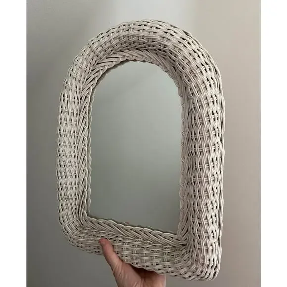 Small White Wicker Mirror
