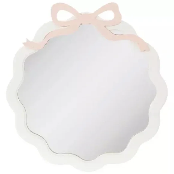 Pink Bow Wavy Wood Wall Mirror