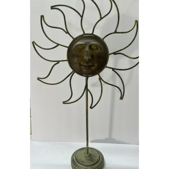 Vintage Celestial Sun Face/Mirror On Stand Metal 24