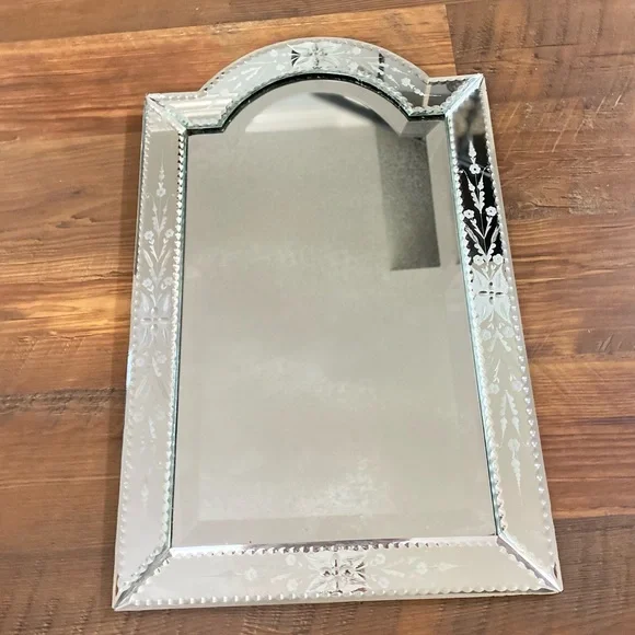 Antiqued Mirror with Art Detailed