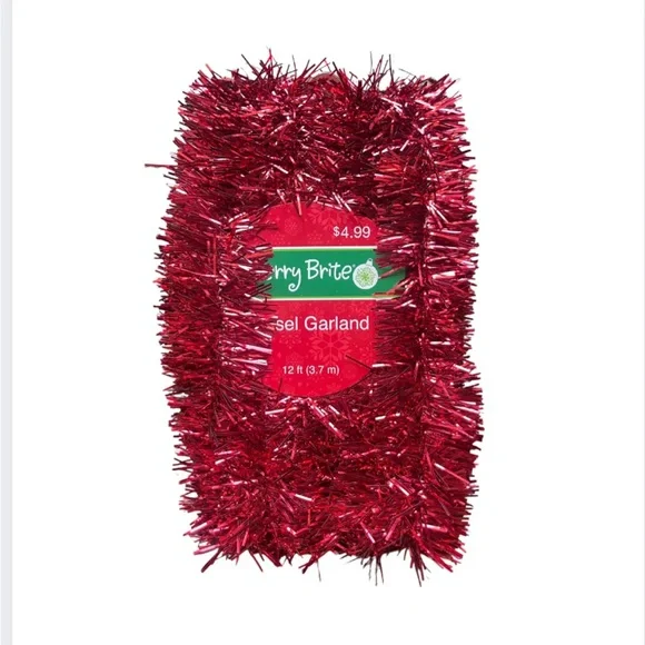 Merry Brite Red Tinsel Garland 12ft
