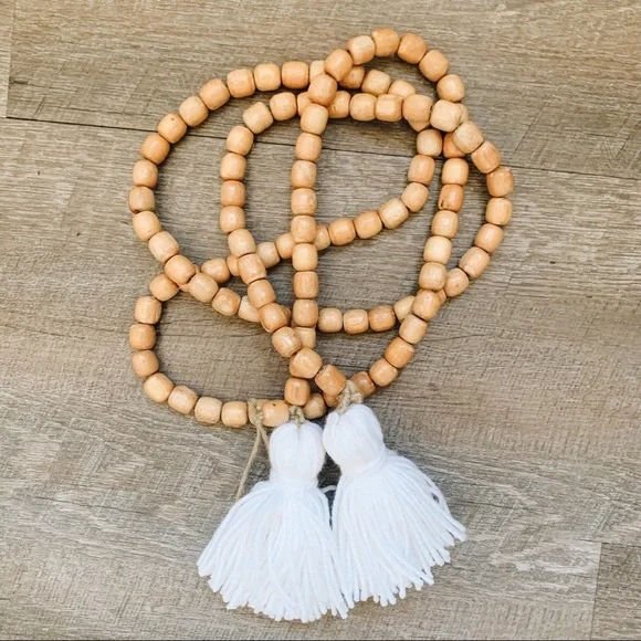 Boho Wooden Bead Tassel Garland Christmas Decor