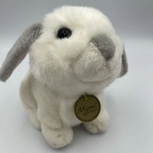 Miyoni by Aurora Lop Bunny Rabbit White/Gray Plush Stuffed Animal‎ Easter