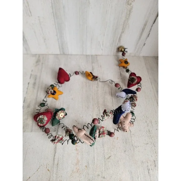 Tender heart treasures vintage Xmas Plush Garland star gingerbread heart
