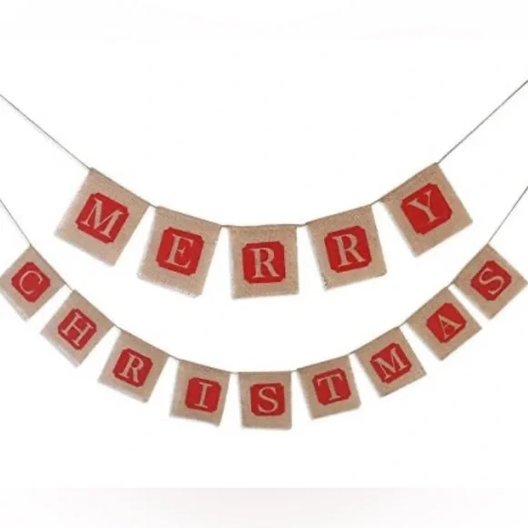 Merry Christmas Jute Burlap Banner *New*