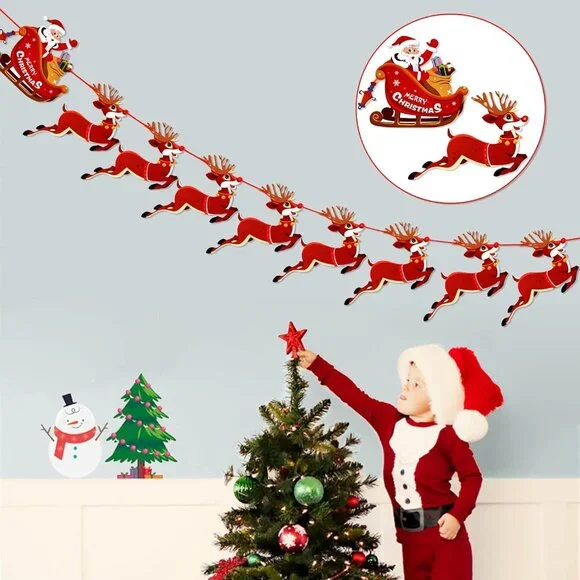 Vibrant 3m Christmas Reindeer Bunting Banner - Perfect for Holiday Decor