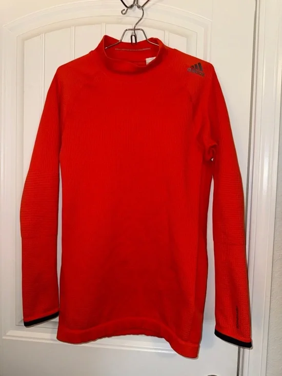 adidas Men’s Red Orange Long-Sleeve Training Top