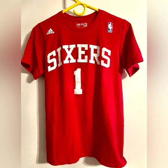 adidas Red Sixers #1 Tee with White‎ Lettering