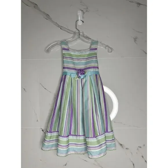 Sweet Heart Rose Girls Sz 5 Spring Summer Flower Girl Dress Easter Pastel EUC