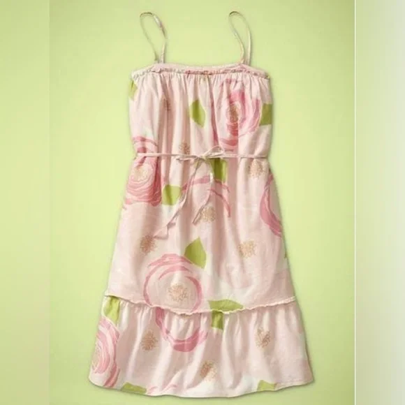 Gap Kids Girls Cami Waster Pastel Floral Ivory Pink Dress