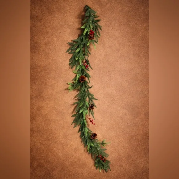 Lush Green Holiday Garland with Red Berries