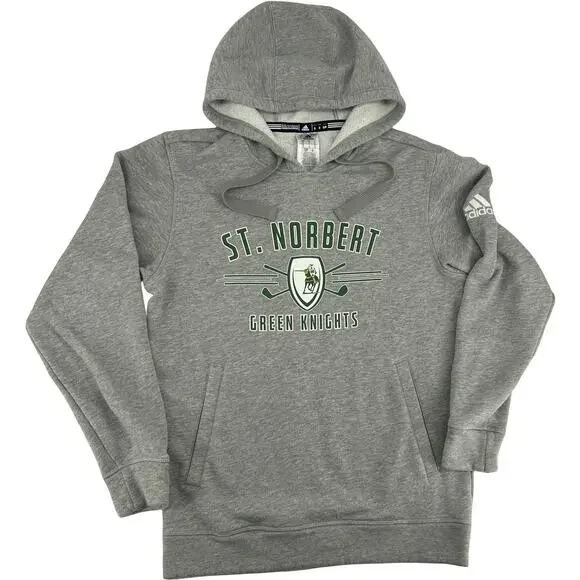 Men's Grey Green Adidas St. Norbert Green Knights Golf Hoodie Sweatshirt Sz S