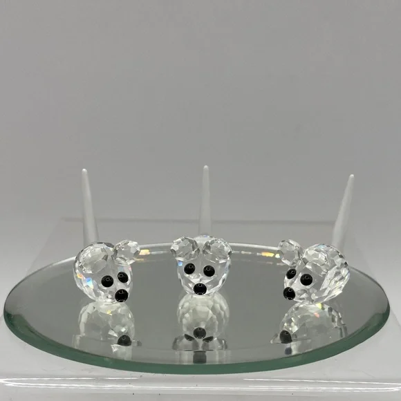 Swarovski Field Mice Set of 3 In A Summer Meadow Collection With Mirror Base